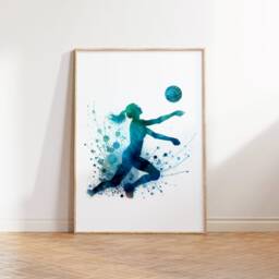 Volleyball Poster Set - Of 3 Volley Ball Prints - Girl Gifts Watercolour Painting Wall Art I Love Girls Artwork Decor - thumbnail 3