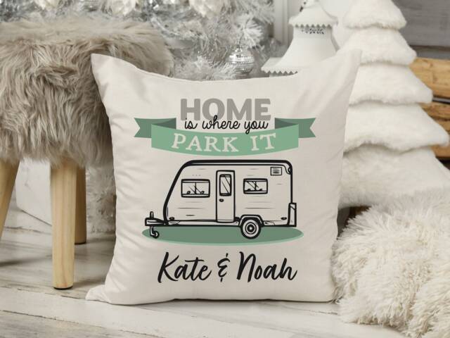 Caravan Gift - Personalised Cushion Van Life Accessories Custom Camper Sign - image 1