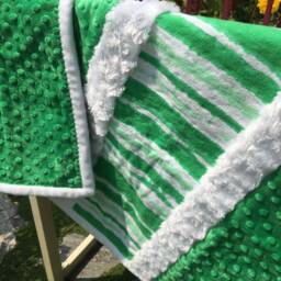 Handmade Modern Baby Minky Blanket Green With Four Bibs - thumbnail 3