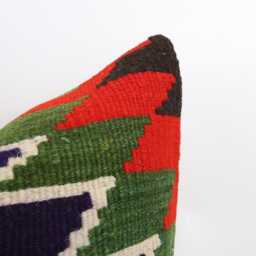 Handmade Kilim Pillow Cover Bohemian Turkish Wool Accent - 20''x20'' - thumbnail 2