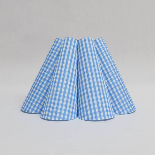 Handmade Light Blue Plaid Lampshade Pleated Fabric & Acrylic - image 1
