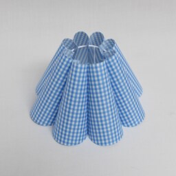 Handmade Light Blue Plaid Lampshade Pleated Fabric & Acrylic - thumbnail 3