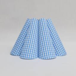 Handmade Light Blue Plaid Lampshade Pleated Fabric & Acrylic
