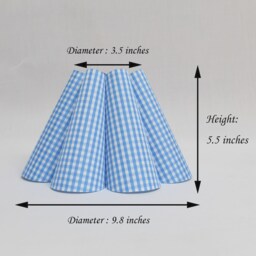 Handmade Light Blue Plaid Lampshade Pleated Fabric & Acrylic - thumbnail 2