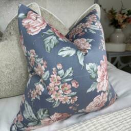 Decorative Pillow, Floral Cushion Cover Designer Fabric , Shabby Chic Design - Cushion Cover, Size 18 - thumbnail 1