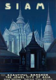 Bangkok Travel Poster Vintage Siam Temple Tourism Print - thumbnail 2