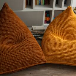 Mustard Bean Bag Chair, Floor Chair For Adults/Children, 100% Handmade, Available in 10 Sizes & 37 Colors, Filled, Ready Use - thumbnail 3