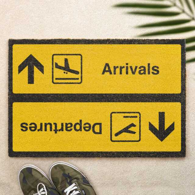 Arrivals & Departures Doormat Funny Airport-Themed Welcome Mat Non-Slip Coir Entrance Novelty Gift For Home Travel Lovers & Guests - image 1