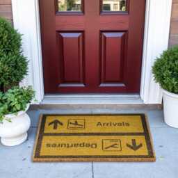 Arrivals & Departures Doormat Funny Airport-Themed Welcome Mat Non-Slip Coir Entrance Novelty Gift For Home Travel Lovers & Guests - thumbnail 3