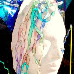 Fused Glass Sculpture Mixed Media One Of A Kind Art Heart Felt Tear - thumbnail 4