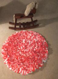 Baby Rag Rug, Two Shades Of Coral, White Cotton & Sateen, Boho Chic Area Shag Rugs, Shabby Newborn Photo Rug - thumbnail 1