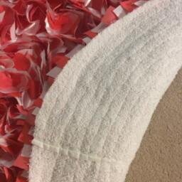 Baby Rag Rug, Two Shades Of Coral, White Cotton & Sateen, Boho Chic Area Shag Rugs, Shabby Newborn Photo Rug - thumbnail 2