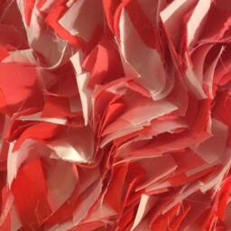 Baby Rag Rug, Two Shades Of Coral, White Cotton & Sateen, Boho Chic Area Shag Rugs, Shabby Newborn Photo Rug - thumbnail 3