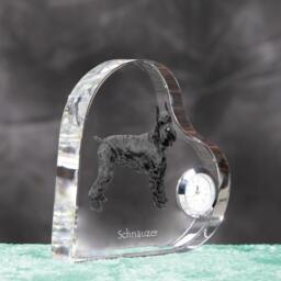 Schnauzer - Crystal Clock in The Shape Of A Heart With Image Pure-Bred Dog - thumbnail 3