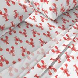 Lobster Sheets - Red Fabric By Littlearrowdesign Modern Nautical & White Cotton Sateen Sheet Set Bedding Spoonflower - thumbnail 2