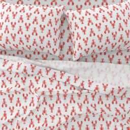 Lobster Sheets - Red Fabric By Littlearrowdesign Modern Nautical & White Cotton Sateen Sheet Set Bedding Spoonflower - thumbnail 3
