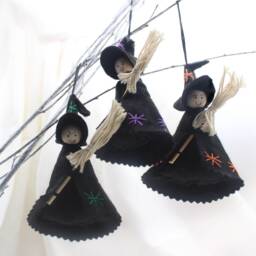 Halloween Witch Decoration Samhain Hanging Ornaments, Alternative Christmas Decorations, Set Of 3 - thumbnail 2