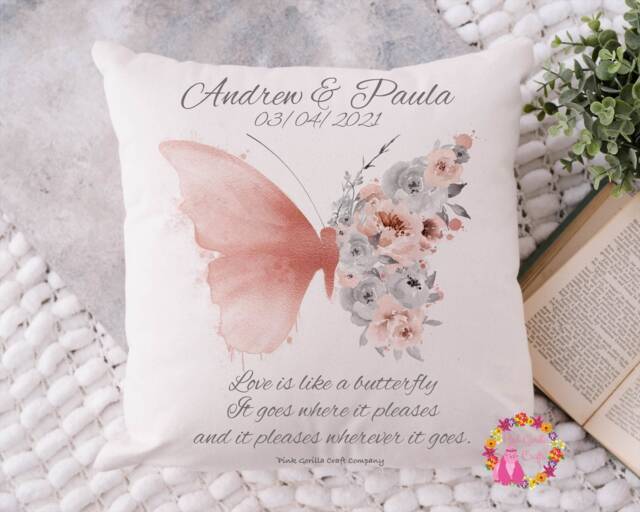 Personalised Butterfly Positivity Cushion, Floral Butterfly, Wings, Decorative Motivational Quote - image 1