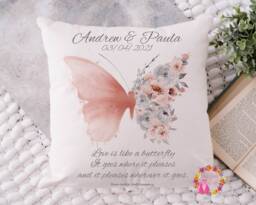 Personalised Butterfly Positivity Cushion, Floral Butterfly, Wings, Decorative Motivational Quote - thumbnail 1