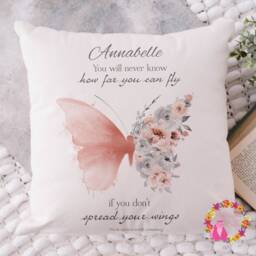 Personalised Butterfly Positivity Cushion, Floral Butterfly, Wings, Decorative Motivational Quote - thumbnail 2