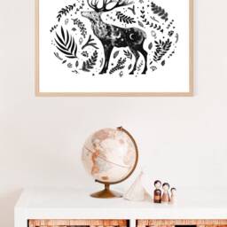 Deer Print, Wall Art, Decor, Poster, Illustration, Drawing, Gift, Nursery, Woodland Poster - thumbnail 2