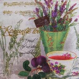 Lavender & Teacup Wooden Wall Plaque Shabby Chic Kitchen Decor - thumbnail 3