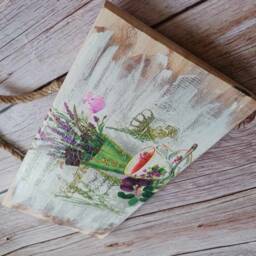 Lavender & Teacup Wooden Wall Plaque Shabby Chic Kitchen Decor - thumbnail 4