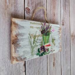 Lavender & Teacup Wooden Wall Plaque Shabby Chic Kitchen Decor - thumbnail 2