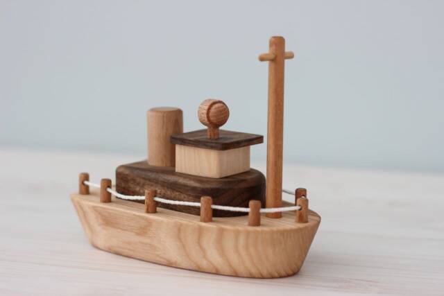 Handmade Wooden Ship Toy Personalized Boat, Natural Baby Toys From Ukraine Shops - image 1