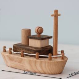 Handmade Wooden Ship Toy Personalized Boat, Natural Baby Toys From Ukraine Shops - thumbnail 2