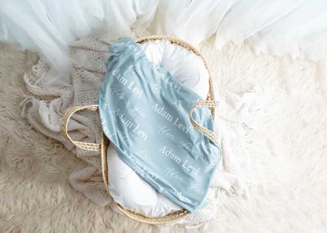 Personalized Baby Name Swaddle Blanket, Gift, Custom Coming Home, Gender Neutral Hospital Shower Js22 - image 1