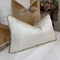 Luxury Ivory Marble Cushion Cover With Gold Contrasting Piping, Hamlet Bespoke Pillow Cover All Sizes, Modern Home Decor, Worldwide Shipping
