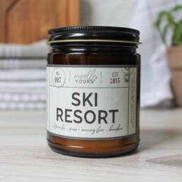 Ski Resort Candle Scented Candle, Woods, Pine Forest Cozy Winter Cabin Snowy Lodge - thumbnail 1