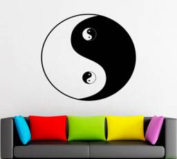 Yin Yang Wall Decal Taoism Floral Vinyl Sticker 2038 - thumbnail 1