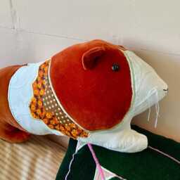 Gloria The Dutch Guinea Pig Animal Cushion /Pillow Handmade in Brighton Using Cotton Velvet & Fabric , Eco Filling - thumbnail 2