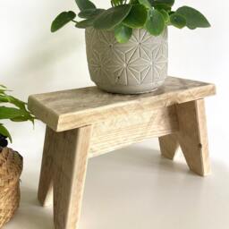 Handmade Wooden Stool - Rustic Plant Stand, Kitchen Footstool, Nursery Furniture, Child Seat Eco-Friendly Recycled Step Lover Gift - thumbnail 2