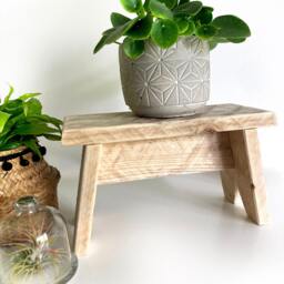 Handmade Wooden Stool - Rustic Plant Stand, Kitchen Footstool, Nursery Furniture, Child Seat Eco-Friendly Recycled Step Lover Gift - thumbnail 3