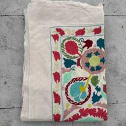 Colorful Cotton Suzani Quilt - Handcrafted Boho Embroidery, Artisan Textile, Reversible Throw - thumbnail 4