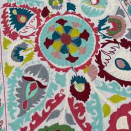 Colorful Cotton Suzani Quilt - Handcrafted Boho Embroidery, Artisan Textile, Reversible Throw - thumbnail 3