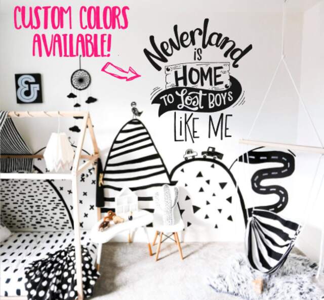 Neverland Is Home To Lost Boys Like Me Minimalist Monochrome Playroom Removable Wall Decal Sticker Diy Cloud Birthday Christmas Gift Hipster - image 1