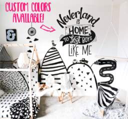 Neverland Is Home To Lost Boys Like Me Minimalist Monochrome Playroom Removable Wall Decal Sticker Diy Cloud Birthday Christmas Gift Hipster - thumbnail 1