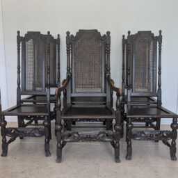 Set Of 6 Corolean Style Oak High Back Dining Chairs - 2 X Carvers & 4 - Sold As A Set - thumbnail 2