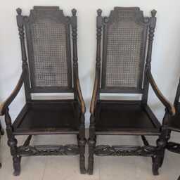 Set Of 6 Corolean Style Oak High Back Dining Chairs - 2 X Carvers & 4 - Sold As A Set - thumbnail 3