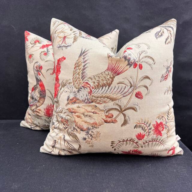 Vervain Pajaro Exotica Luxury Designer Fabric Vintage Bird Cushion Pillow Cover - image 1