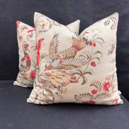 Vervain Pajaro Exotica Luxury Designer Fabric Vintage Bird Cushion Pillow Cover - thumbnail 1
