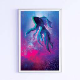 Mystical Betta Fish Holographic Art Print - Water Element Decor, Occult Fantasy Poster, Shimmering Witchy Wall - thumbnail 3