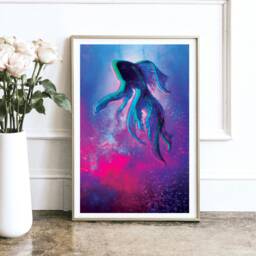 Mystical Betta Fish Holographic Art Print - Water Element Decor, Occult Fantasy Poster, Shimmering Witchy Wall - thumbnail 2