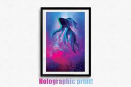 Mystical Betta Fish Holographic Art Print - Water Element Decor, Occult Fantasy Poster, Shimmering Witchy Wall - thumbnail 1