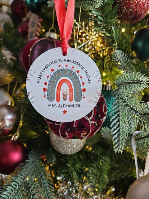 Personalised Teacher Christmas Bauble Thank You Gift - image 1