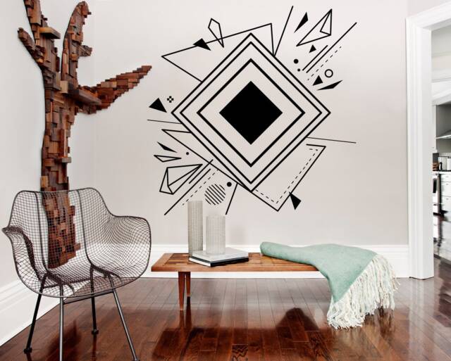 Geometric Wall Decal Abstract Minimalist Art, Modern Office Decor - 47.24 Inches - image 1